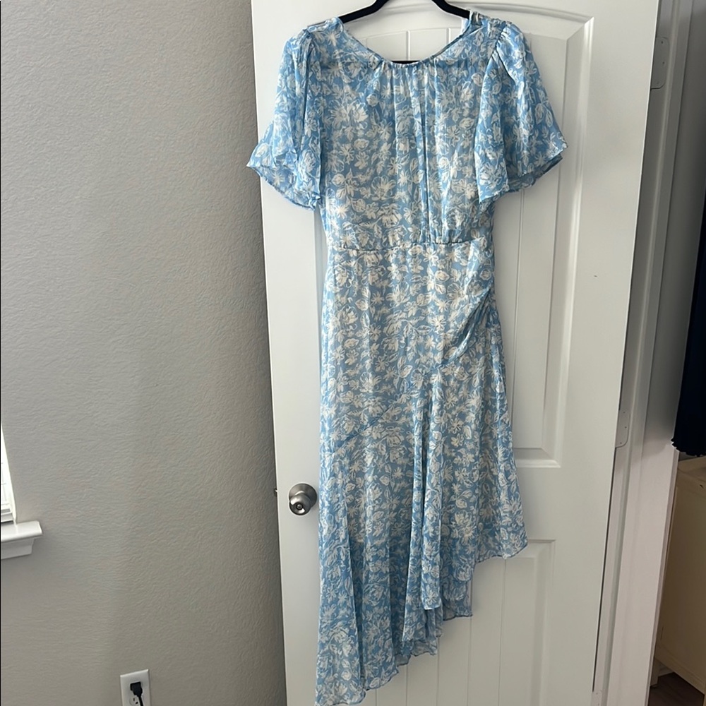 Astr Blue Asymmetrical Ruffled Sundress